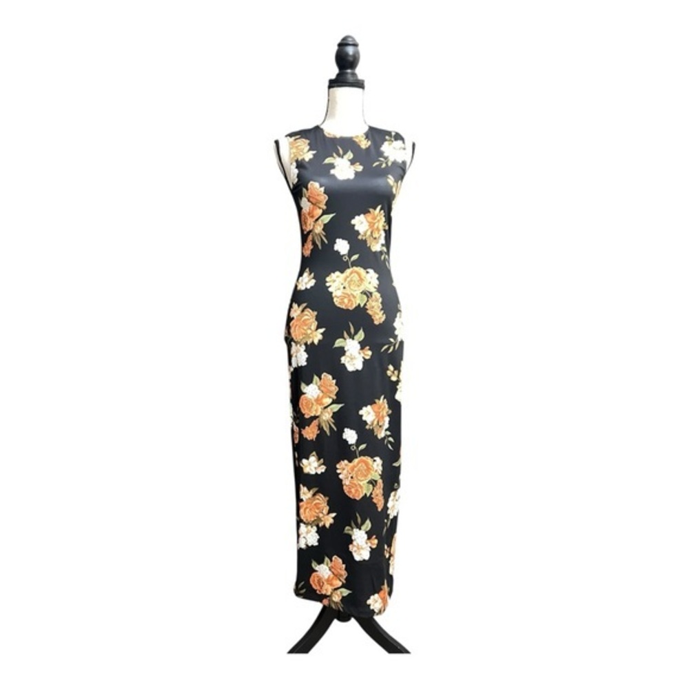 WeWoreWhat Black and Orange Muscle Tank Midi Dress Size S